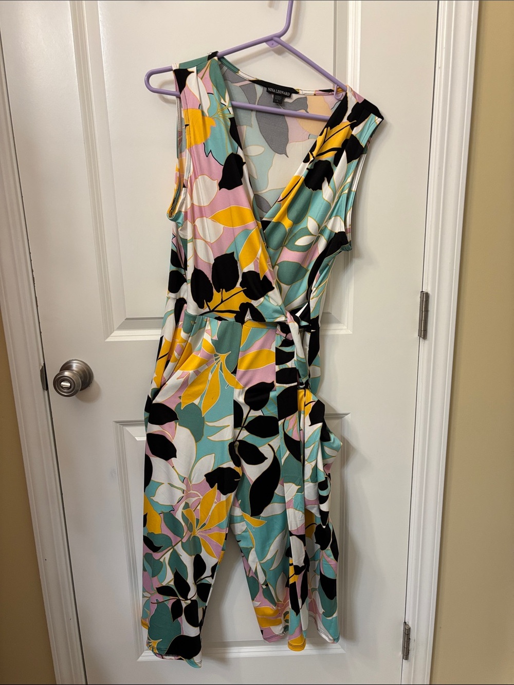 LOFT One-Shoulder Floral Jumpsuit in Teal, Yellow, Pink & Black